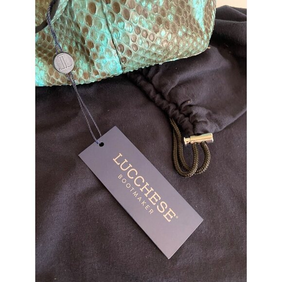 Lucchese Python Tote Bag Turquoise Leather Black Reptile Western Coastal Cowgirl - Picture 13 of 16